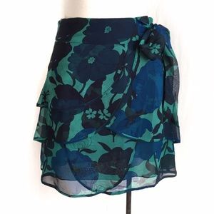 Urban Outfitters {Lux} Blue-Green Floral Tiered Skirt